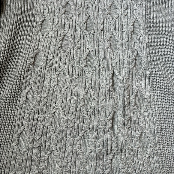 Tommy Hilfiger grey cable knit pullover crewneck cotton sweater, sz XL - Picture 4 of 7